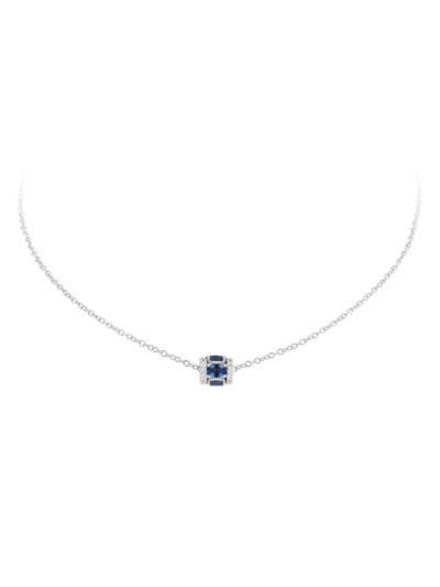 Miseno Procida 18k White Gold Blue Sapphire And Diamond Pendant Necklace