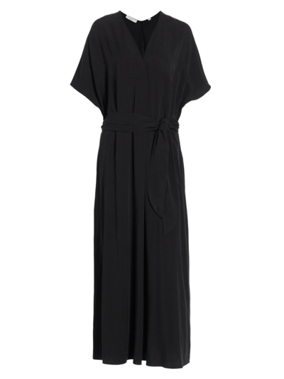 Vince Women's Belted Short-sleeve Maxi Dress In Black