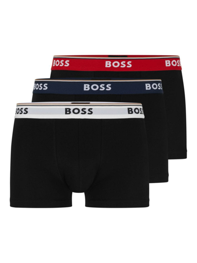 Hugo Boss Three-pack Of Stretch-cotton Trunks With Logo In Patterned