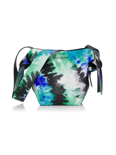 Acne Studios Musubi Mini Tie-dye Leather Cross-body Bag In Blue Green