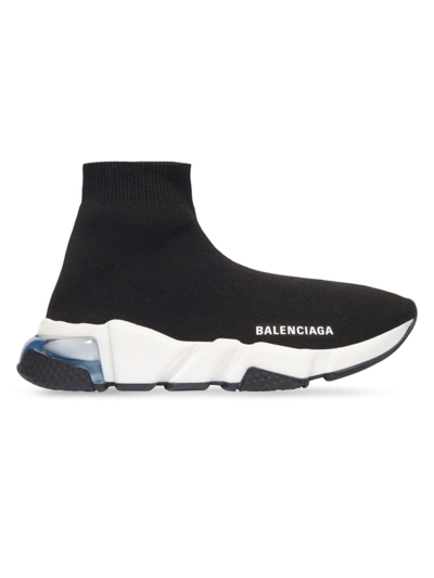 Balenciaga Men's Speed Clear Sole Sneakers In Black