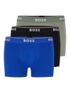 Hugo Boss Men's Three-pack Of Stretch-cotton Trunks In Patterned Blue