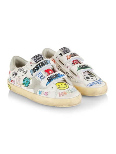 Golden Goose Baby's, Little Kid's & Kid's Old School Graffiti Print Suede Star Trainers In White Multicolor Ice