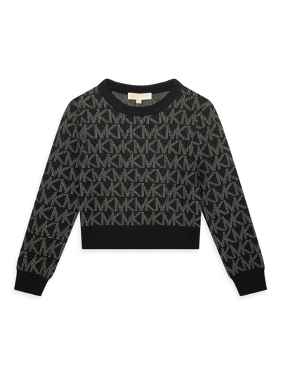 Michael Kors Monogram-pattern Knit Sweater In Black Yellow