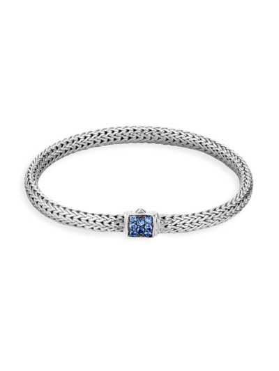 John Hardy Women's Classic Chain Sterling Silver & Blue Sapphire Thick Reversible Bracelet