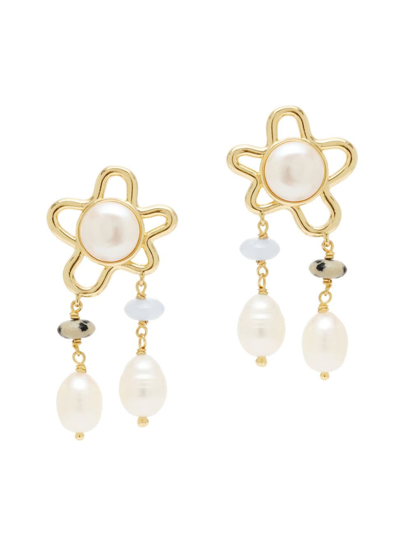 Mignonne Gavigan Women's Bonnie 14k-gold-plated, Freshwater Pearl & Bead Flower Drop Earrings