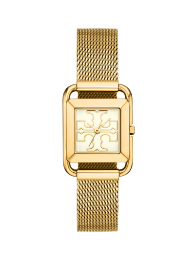 Tory Burch Women's The Miller Square Gold-tone Stainless Steel Mesh Bracelet Watch 24mm
