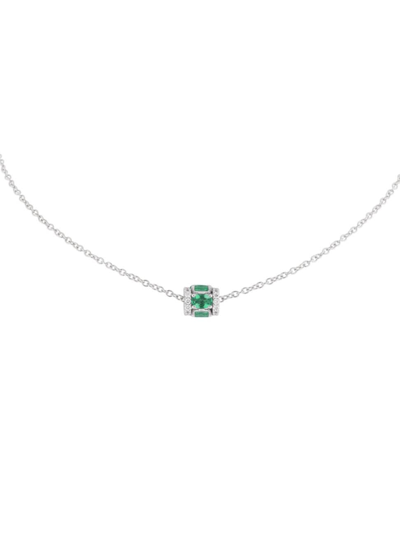 Miseno Women's Procida 18k White Gold, Diamond & Emerald Pendant Necklace