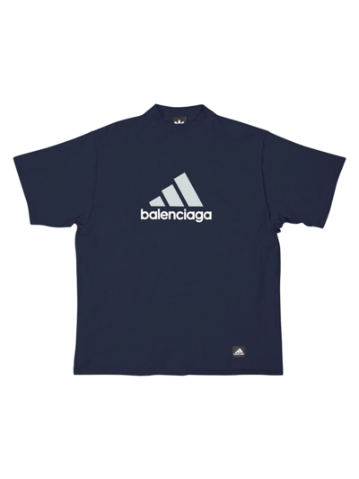 Balenciaga Kids' Adidas /  Oversized T-shirt In Navy Blue