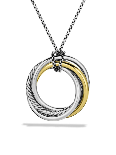 David Yurman Women's Crossover Pendant Necklace With 14k Yellow Gold In Silver Gold