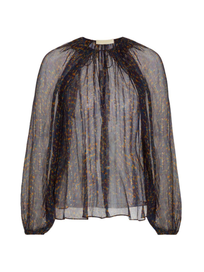 Ulla Johnson Women's Pauline Tie Dye Sheer Silk Blouse In Peridot