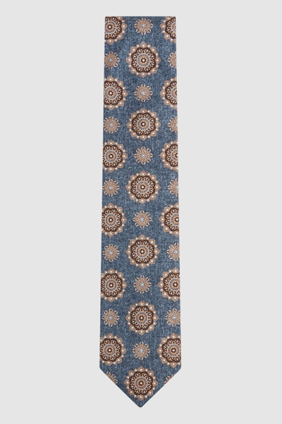 Reiss Vulcano - Blue Melange Vulcano Silk Medallion Tie, One