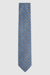 Reiss Venice - Airforce Blue Melange Silk Medallion Tie, One