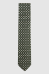 Reiss Budelli - Olive Silk Floral Medallion Tie, One