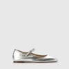 Aeyde Silver Uma Leather Mary-jane Ballerina Flats In Metallic