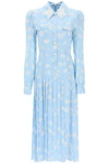Alessandra Rich Button-embellished Printed Pleated Silk Midi Dress