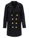 Dsquared2 Black Coat With Double-breasted Fastening And Branded Buttons In Wool Man