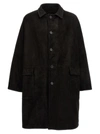 SALVATORE SANTORO SUEDE COAT COATS, TRENCH COATS BLACK