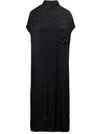 Balenciaga Maxi Black Chemisier Dress With Bb Monogram Jacquard In Viscose Woman In Black