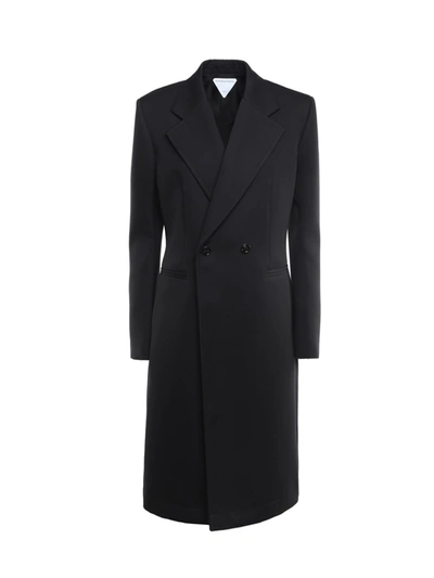 Bottega Veneta Double-breasted Crepe Coat In Black