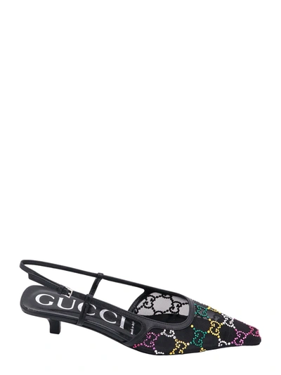 Gucci Embellished Slingback Pumps In Black