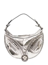 VERSACE VERSACE HOBO SILVER HAND BAG WITH MEDUSA DETAIL IN LAMINATED LEATHER WOMAN