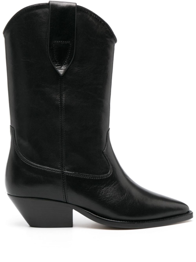 Isabel Marant Leather Block-heel Boots In 黑色