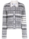 Thom Browne Checked Jacquard-knit Wool-blend Bomber Jacket In Grey