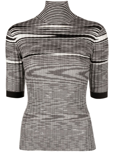 Missoni Turtleneck Short-sleeve Sweater Top In Black