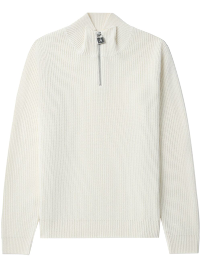 Jw Anderson Ribbed-knit Zip-fastening Jumper In White
