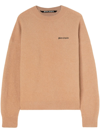 Palm Angels Logo-embroidered Wool-blend Jumper In Nude & Neutrals