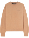 Palm Angels Logo-embroidered Wool-blend Jumper In Cream