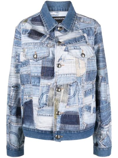 Andersson Bell Patchwork Button-up Denim Jacket In 蓝色