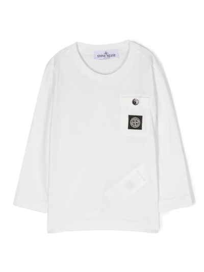 Stone Island Junior Babies' Logo-patch Cotton T-shirt In White