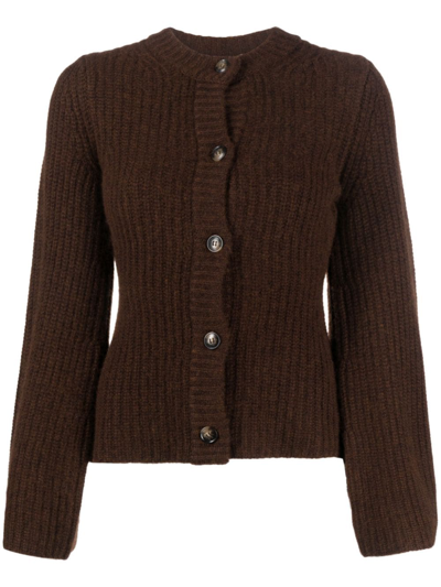 Loulou Studio Rasa Shaped Cardigan With Flared Sleeves In Brown