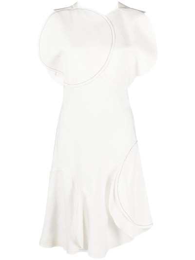 Victoria Beckham Asymmetric Short-sleeve Minidress In White