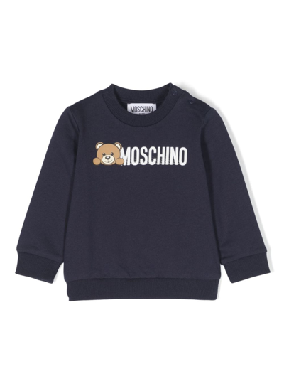 Moschino Babies' Teddy Bear-motif Cotton Sweatshirt In Blue