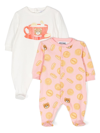 MOSCHINO GRAPHIC-PRINT STRETCH-COTTON BABYGROW (SET OF TWO)