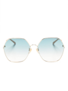 Chloé Hexagonal Oversized-frame Sunglasses In Gold
