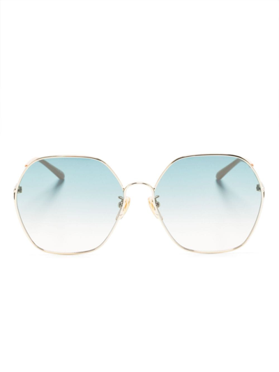 Chloé Hexagonal Oversized-frame Sunglasses In Gold