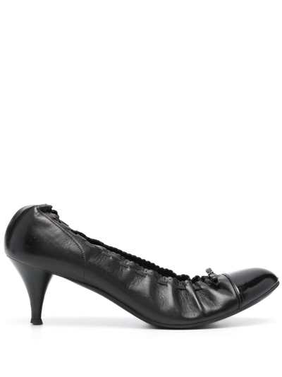 Pre-owned Chanel 2010s Ruched Leather Pumps In Black