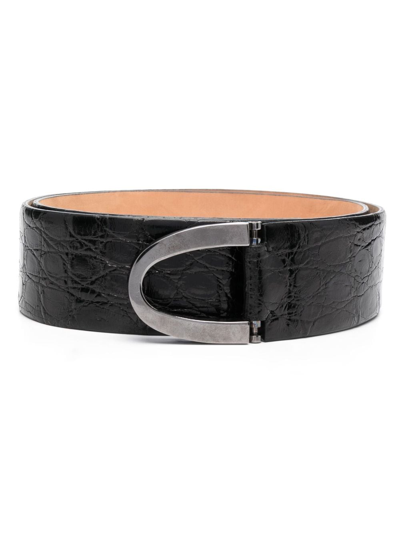 Pre-owned Gianfranco Ferre 1990s Pebbled Leather Belt In Black