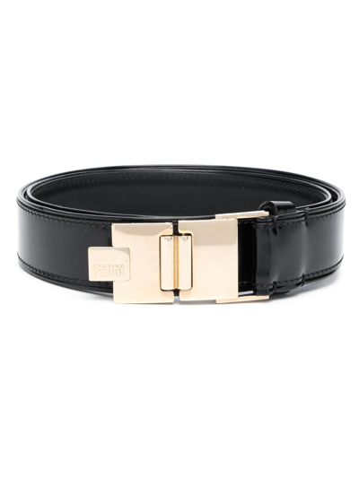 Pre-owned Gianfranco Ferre 1990s Clip-lock Leather Belt In Black