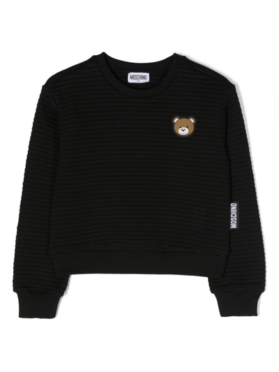 Moschino Kids' Teddy Bear Patch Sweatshirt In Black
