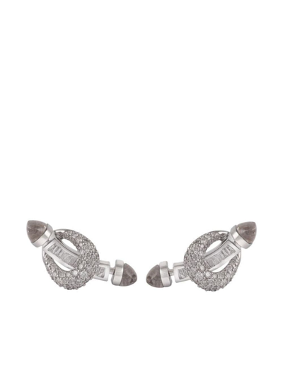 Ananya 18kt White Gold Chakra Diamond And Quartz Earrings In Silver