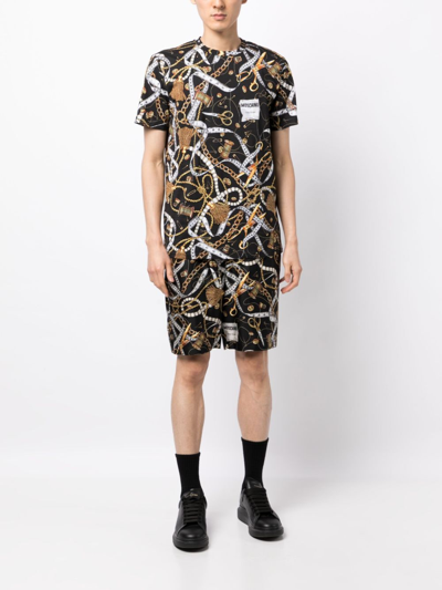Moschino Graphic-print Silk Bermuda Shorts In Multi