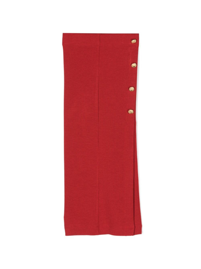 Monnalisa Kids' Button-detail Ribbed Skirt In Red