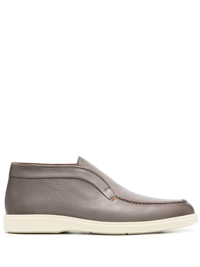 Santoni Slip-on Suede Ankle Boots In Grey