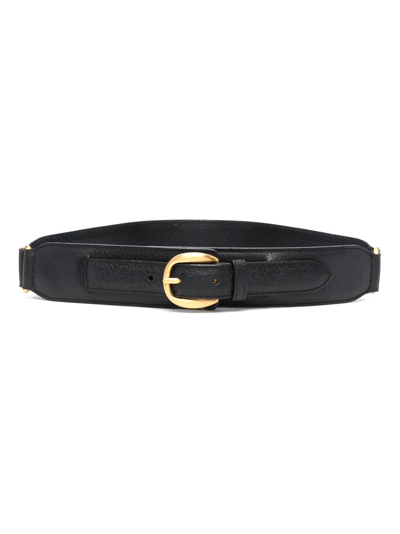 Pre-owned Gucci 2000s Leather Buckle Belt In Black