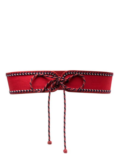 Pre-owned Saint Laurent 1970s Contrast-trim Self-tie Belt In Red